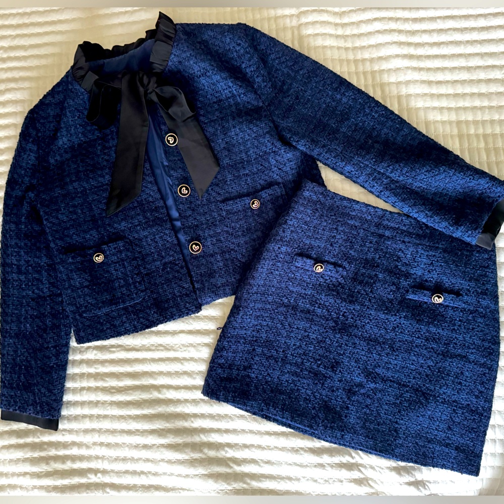 2 Piece Tweed Set (Skirt + Jacket)